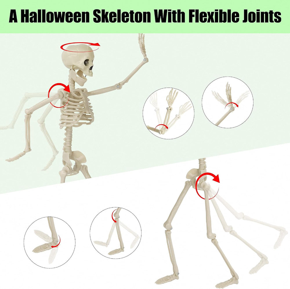 16" Light Up Skeleton Halloween Decorations,10 Pack Posable Skeleton wit...