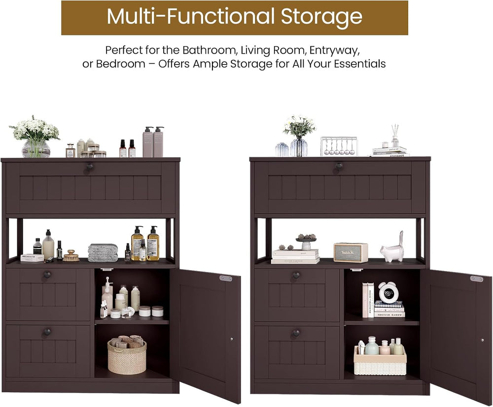 Bathroom Cabinet, Modern Bathroom Floor Storage Cabinet Organizer with 1 Door...