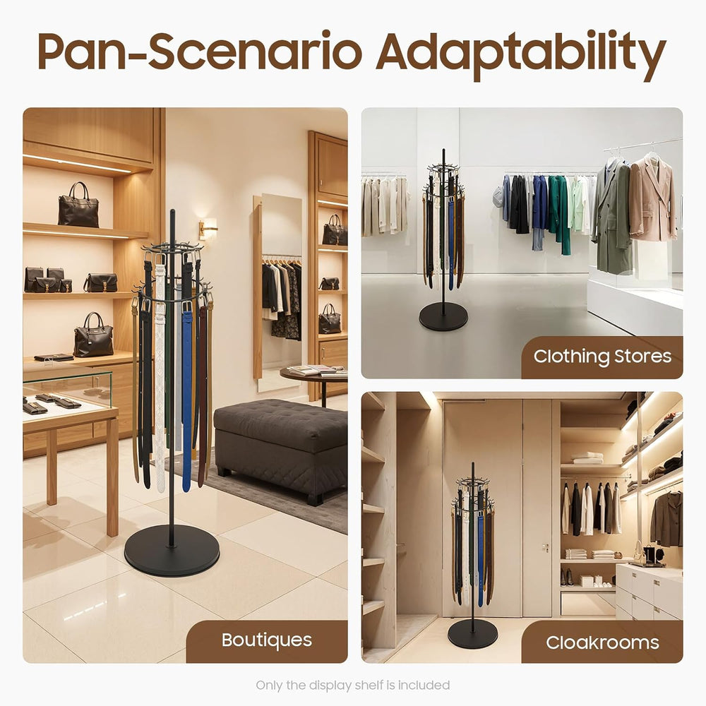 66In Floor Standing Belt Display Stand, Double-Layered Design Belt Hanger wit...