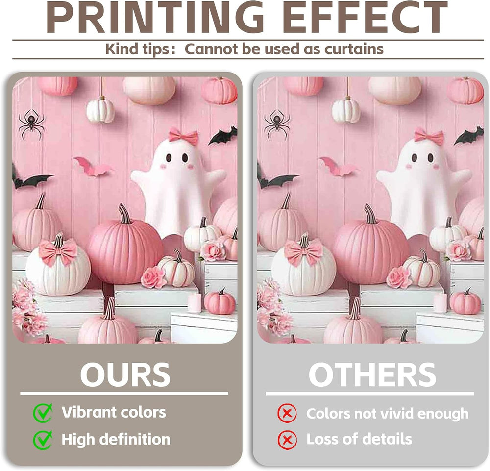 10x8ft Pink Halloween Photography Backdrop Cute Ghost Boo Banner