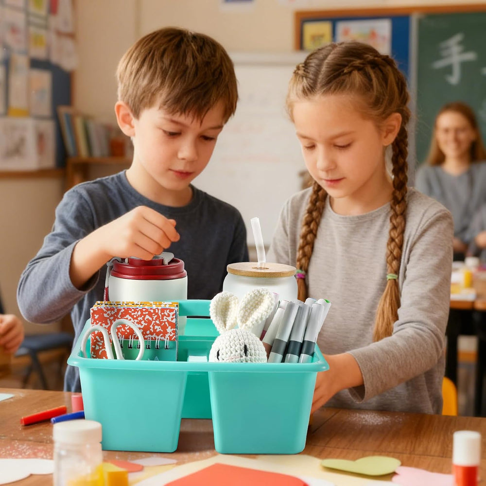6 Pack Plastic Classroom Organizer Caddy with Handle, Pastel