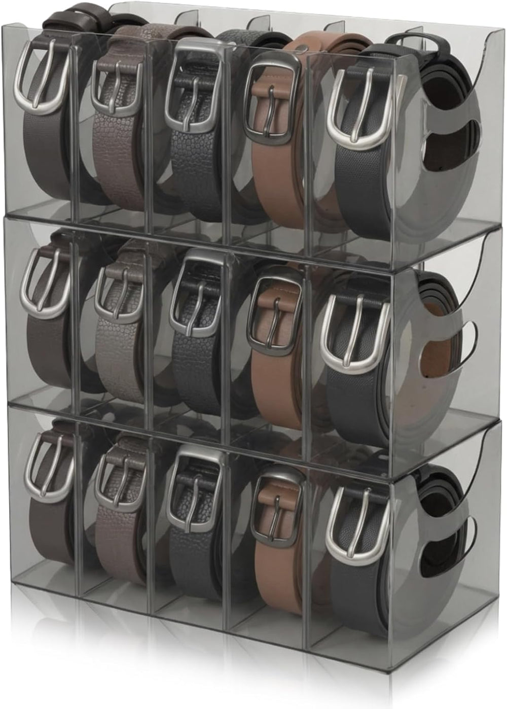 3 Pack Acrylic Belt Storage Organizer Clear Stackable Belt Storage Holder Pur...