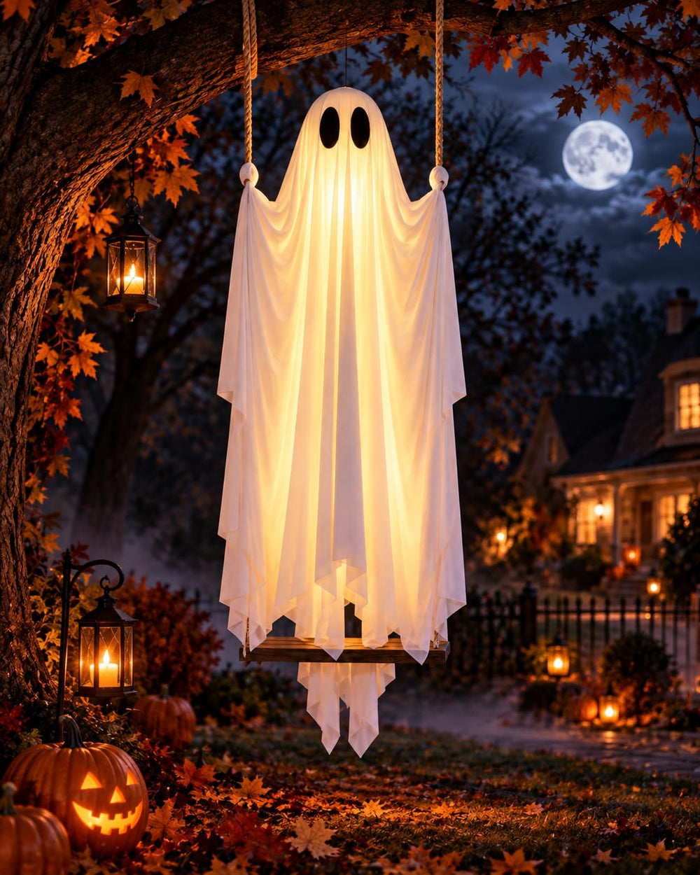 Halloween Decorations Outdoor, 6.5 FT Large Hanging Swinging Ghost Decor