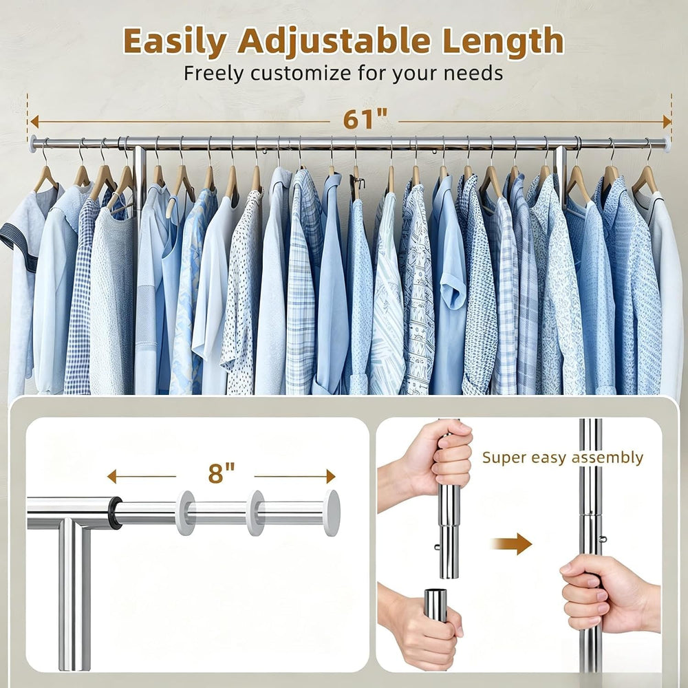 Simple Trending Heavy Duty Clothes Rack, Extensible Clothing Rack, Chrome