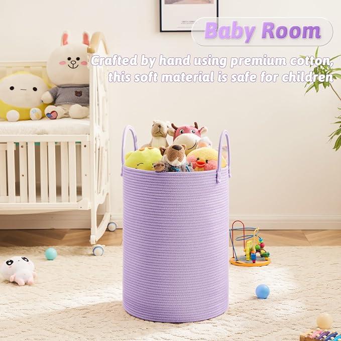 Laundry Basket, Woven Cotton Rope Laundry Hamper, 80L