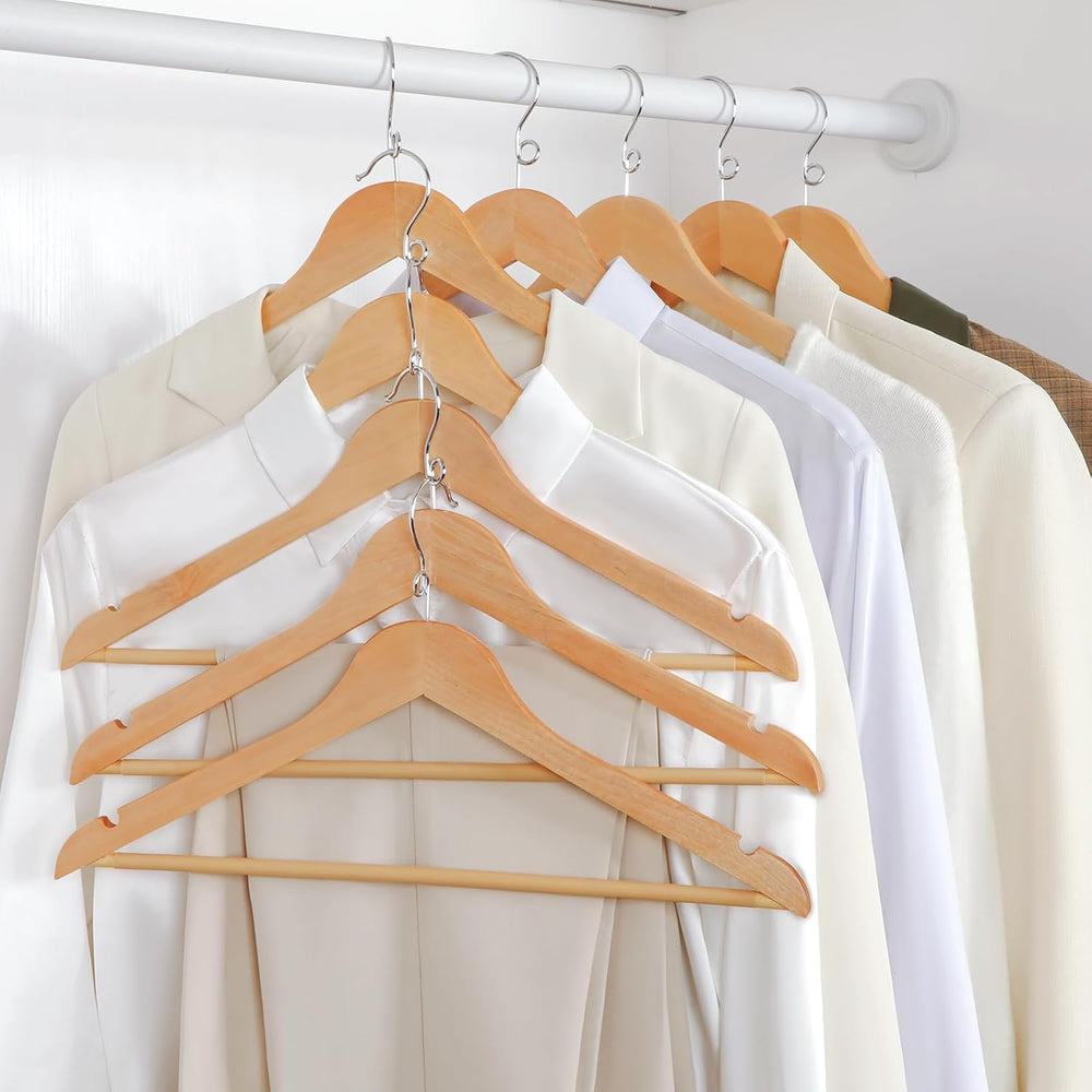 TOPIA HANGER Wooden Hangers 30 Pack, Space Saving Coat Hanger with 360° Swive...