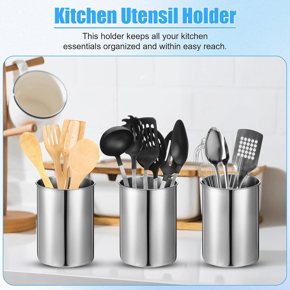 3 Pcs Cooking Utensil Holder for Kitchen Counter, 5.6 x 7.5 inch Metal Utensi...