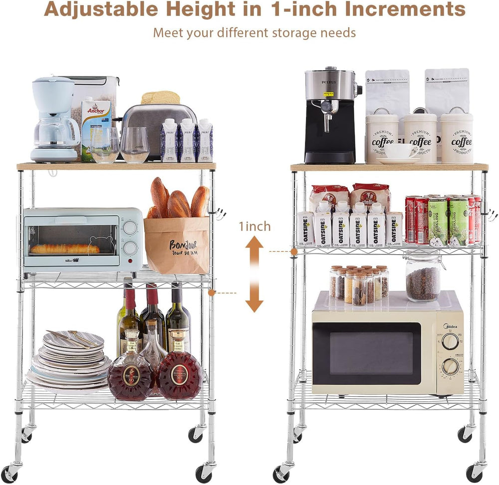 BolDuck 450Lbs Capacity Microwave Cart with Wheels, 3 Tier Rolling Cart with ...