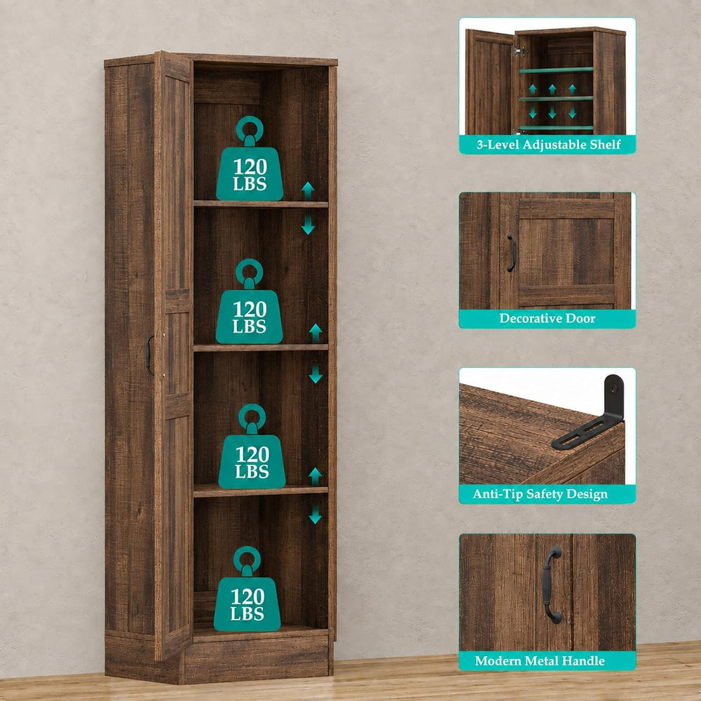 Unikito 63" Kitchen Pantry Storage Cabinet with Doors & Shelves, 2-Pack