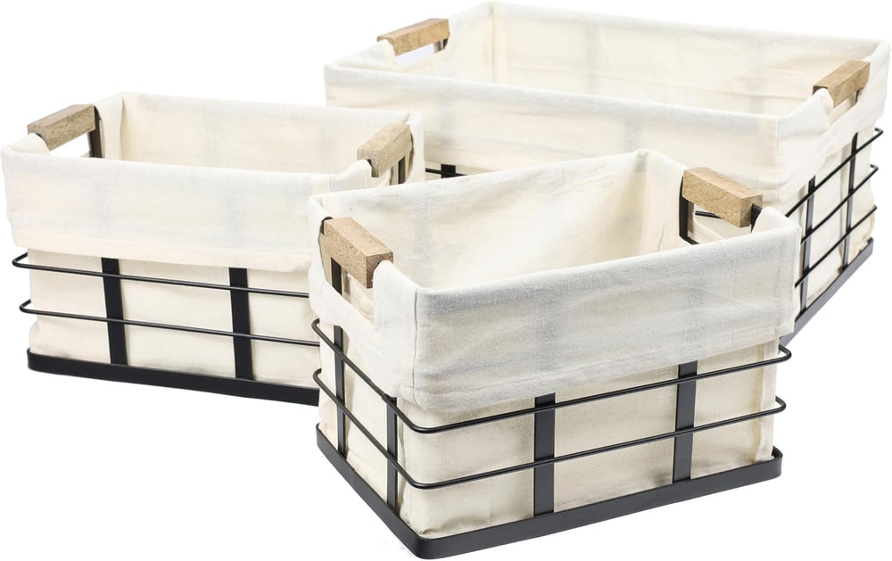 happimess Callan 3-Piece Industrial Wire Nesting Baskets 15", Black