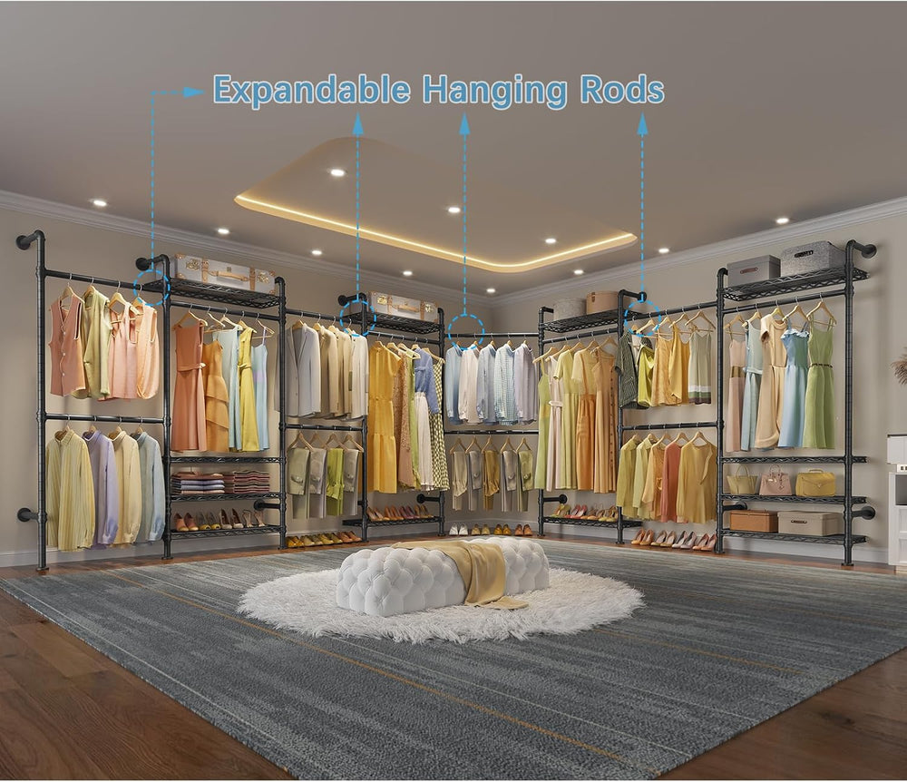 Timate F4 Wall Mounted Clothes Rack Industrial Pipe Clothing Rack for Hanging...