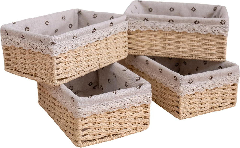 4-Pack Cute Woven Small Paper Rope Baskets