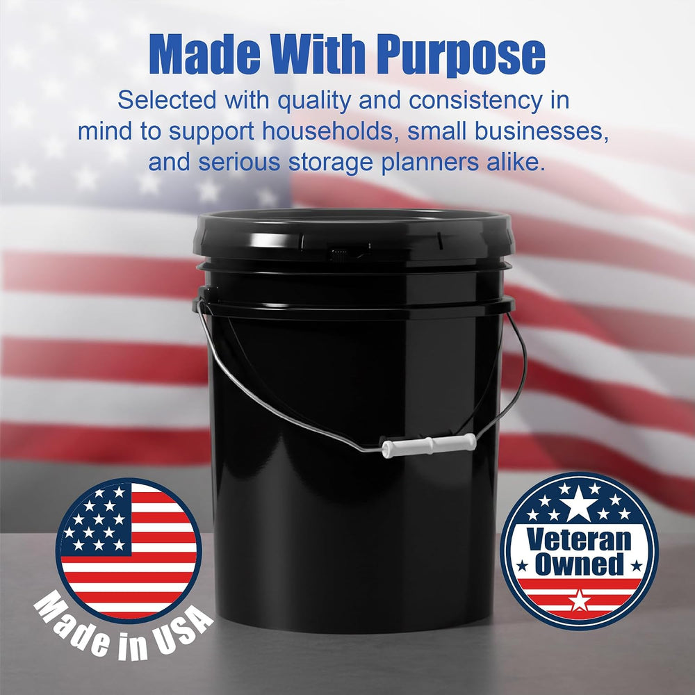 ePackageSupply 5 Gallon Bucket - Food Grade w/Lid BPA-Free, 6 Pack - Black