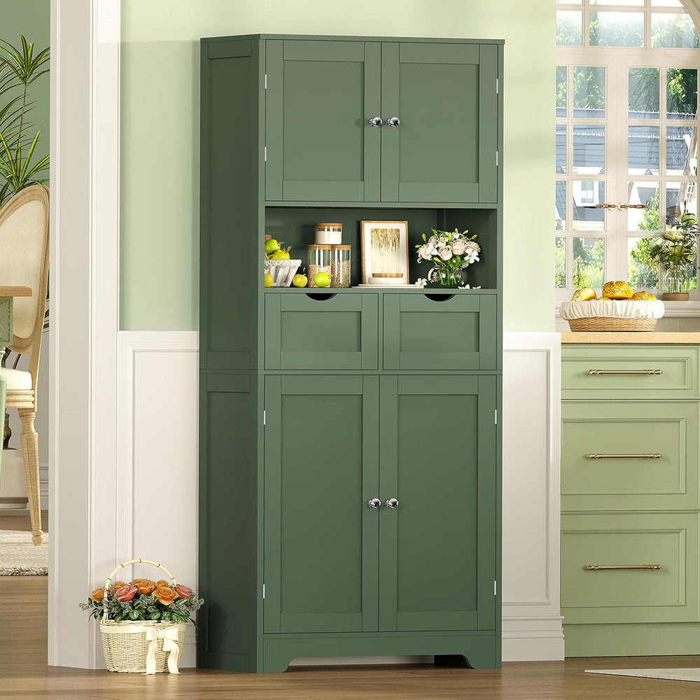 57.8"H Tall Bathroom Storage Cabinet with 4 Doors & 2 Adjustable She...