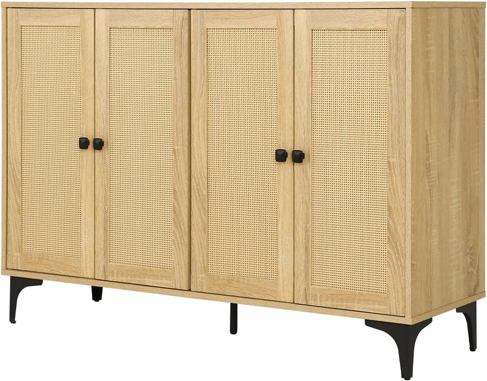 48" Sideboard Cabinet with Natural Rattan Doors