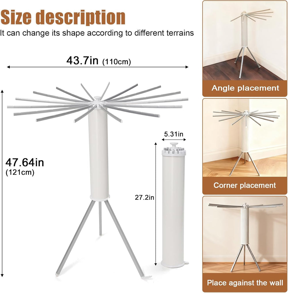 Clothes Drying Rack Tripod, Large Capacity Portable Laundry Drying Rack, Spac...