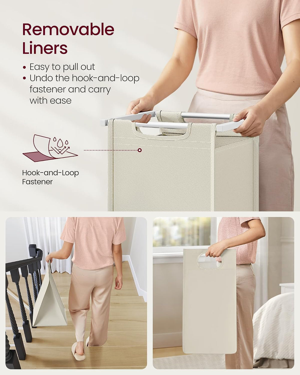 VASAGLE Laundry Hamper with Shelf, 2 Pull-Out Bags, 2 x 12.1 Gallons (46 L)