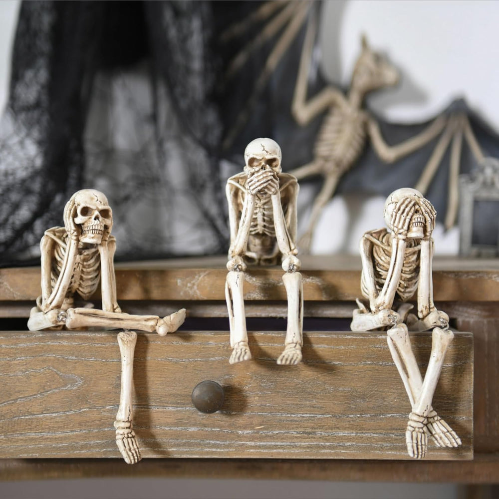 Newman House Studio Skeleton Halloween Decorations Indoor - No Evil Statues