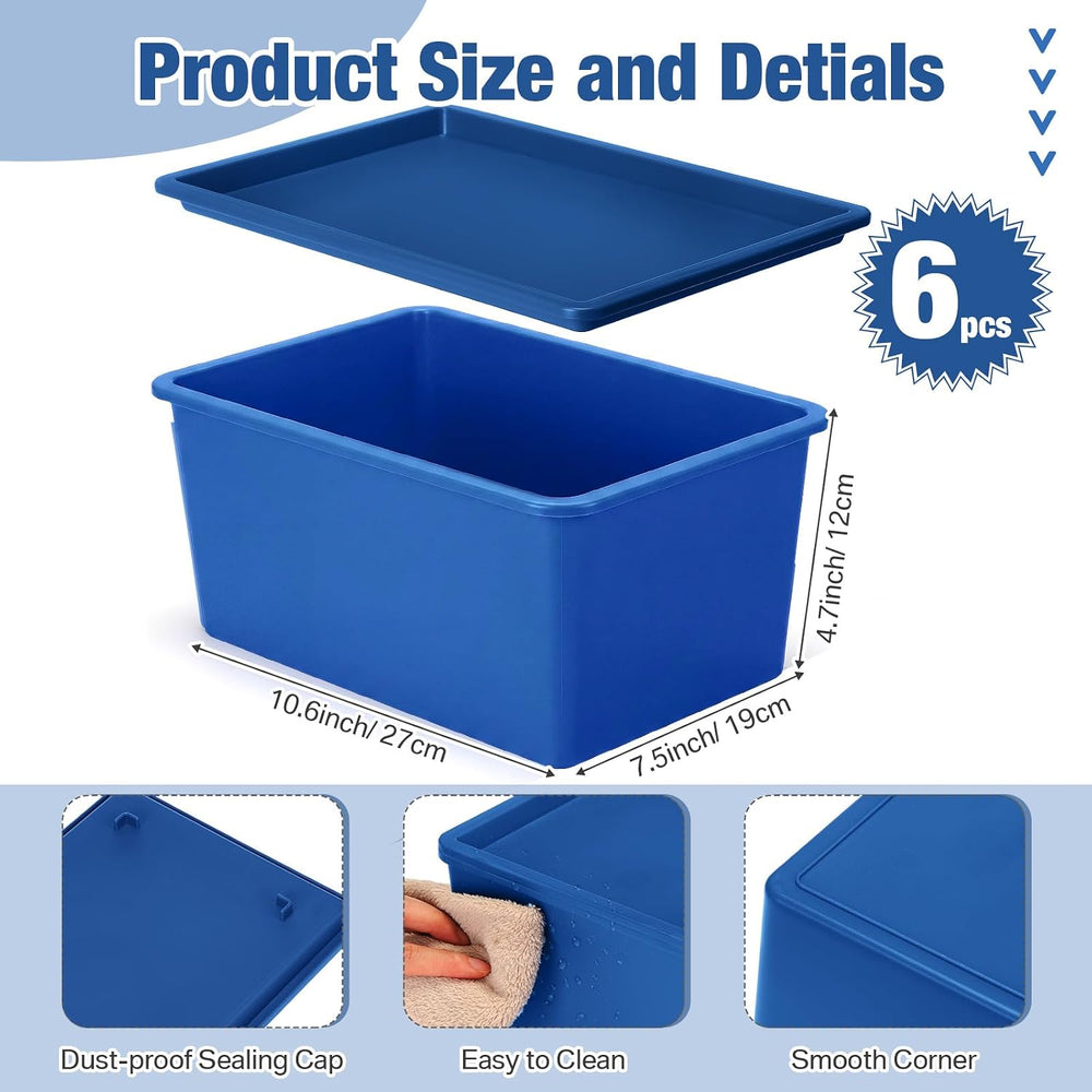 Menkxi 6 Pcs Small Plastic Storage Bins with Lids,Colorful