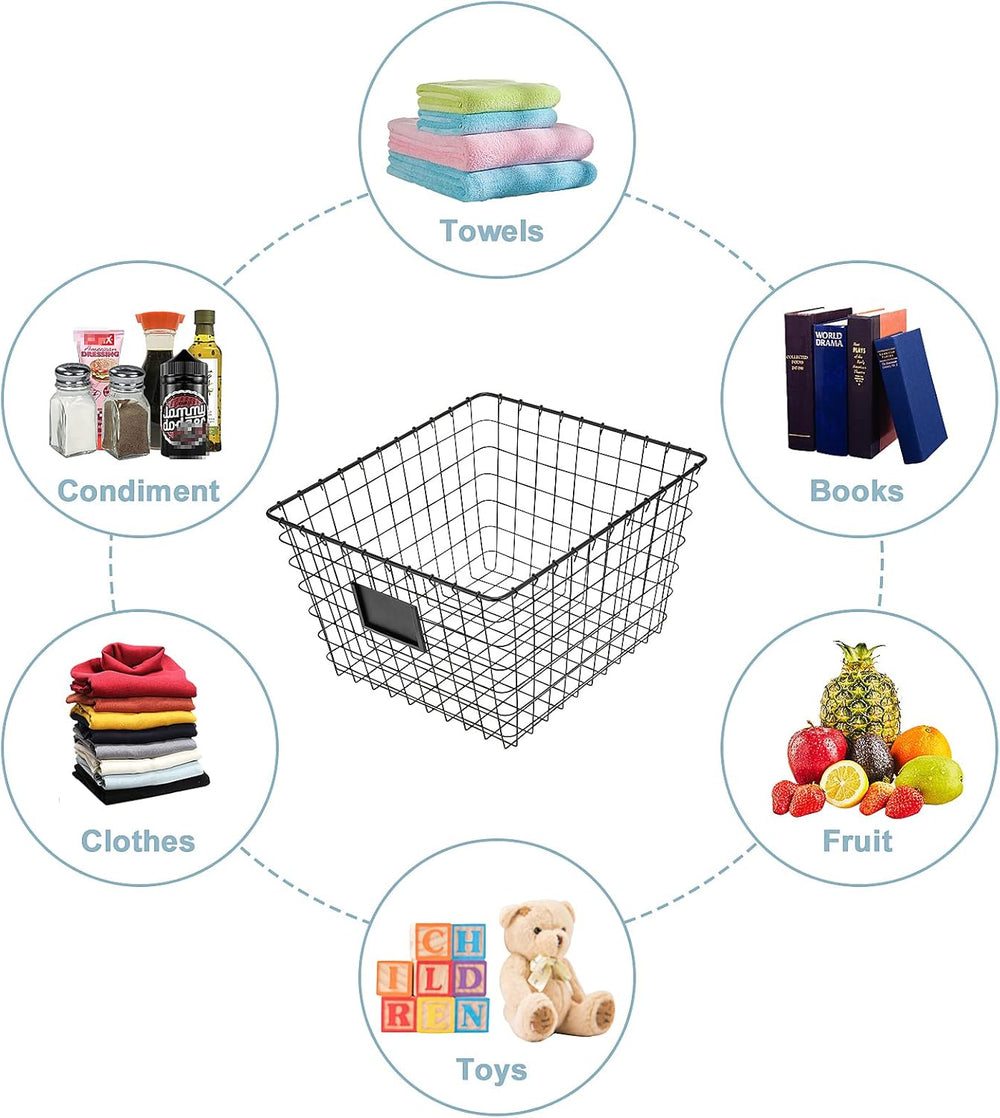 JUNCHU CHERRY 4 Pack【Extra Large】 Wire Handmade Storage Basket for Organizing...