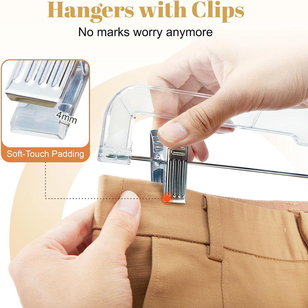 HOUSE DAY 200 Pack Plastic Skirt Hangers, 14'' Non Slip Clip Hangers