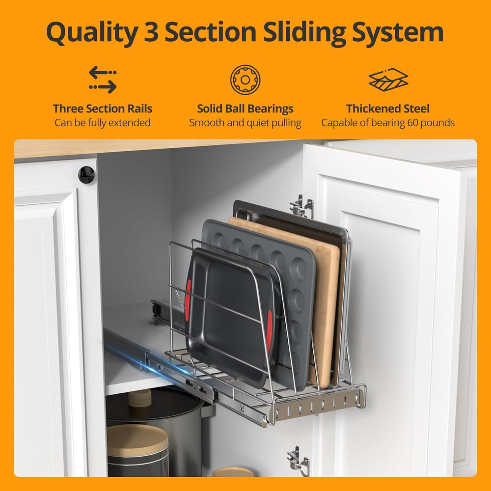 Pull Out Cabinet Organizer for Cutting Board, Cookie Sheet, Baking Sheet