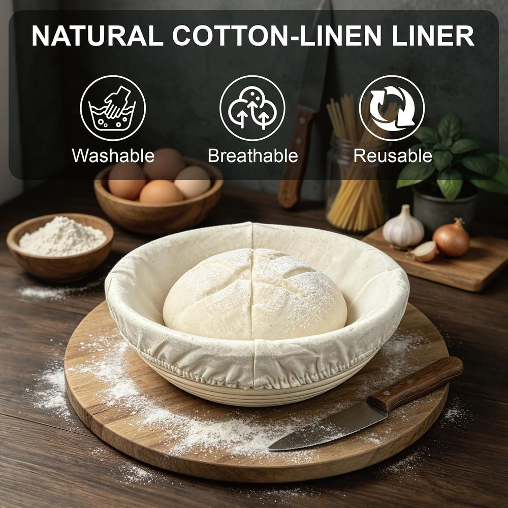 3 Pack Banneton Bread Proofing Basket, 9 Inch Round Sourdough Proofing Basket...