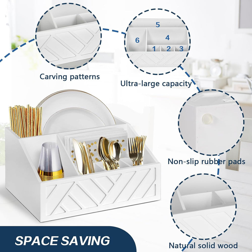 Ukonvi Paper Plate Dispenser, Paper Plate Holder for Kitchen Counter, Wood Ru...