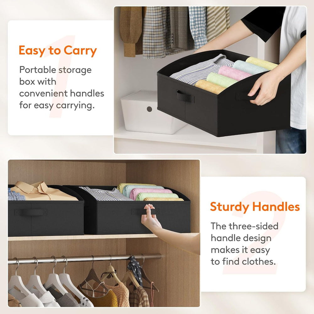 Lifewit Trapezoid Closet Storage Bin for Shelf, 6 Packs 23L, Black
