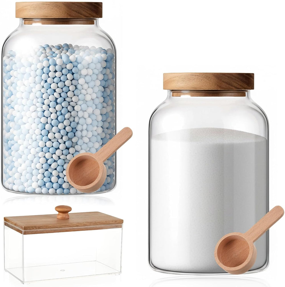 2 Pcs Half Gallon Glass Laundry Storage Containers Jars Set 1 Pcs Acrylic Dry...