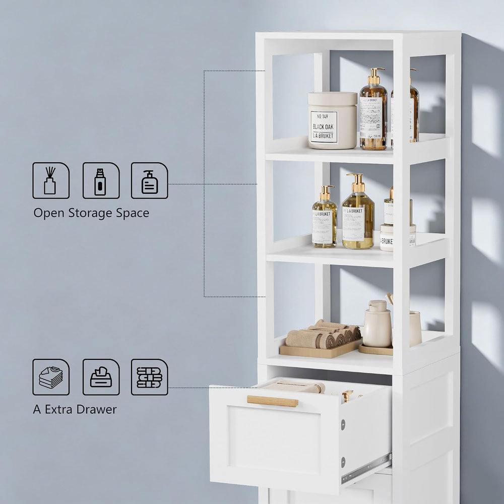 VECELO Tall Bathroom Cabinet with Removable Laundry Hamper, Tilt Out Laundry ...