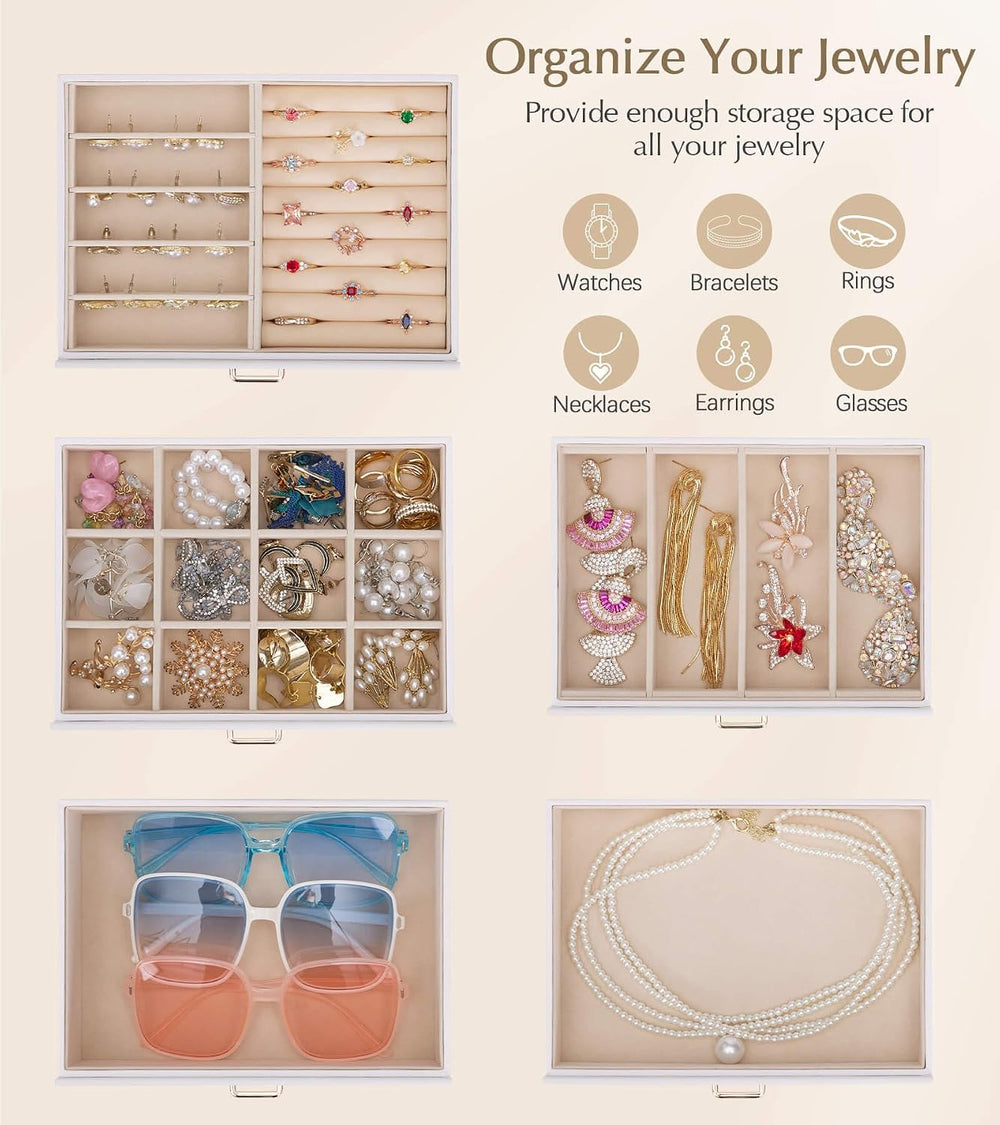 Homde Jewelry Box Large for Women: 6 Layers Organizer with 5 Drawers