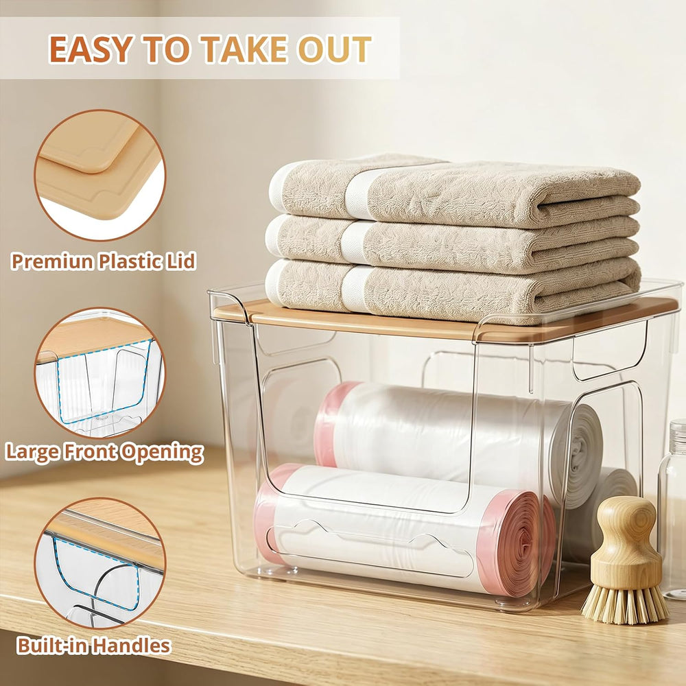Plastic Trash Bag Dispenser with Lids, Stackable, 4Pack, 4XL