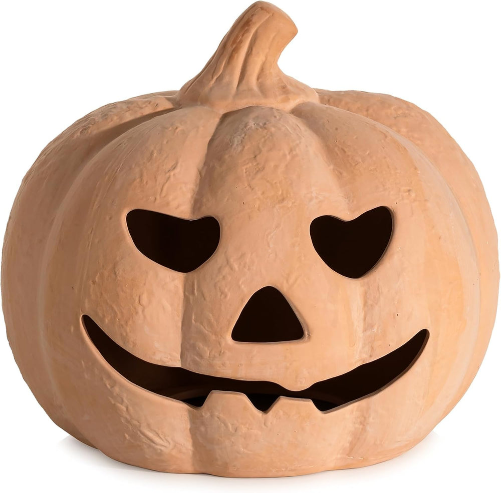NUPTIO Terracotta Pumpkin Halloween Thanksgiving Outdoor Porch Decor, 10"H