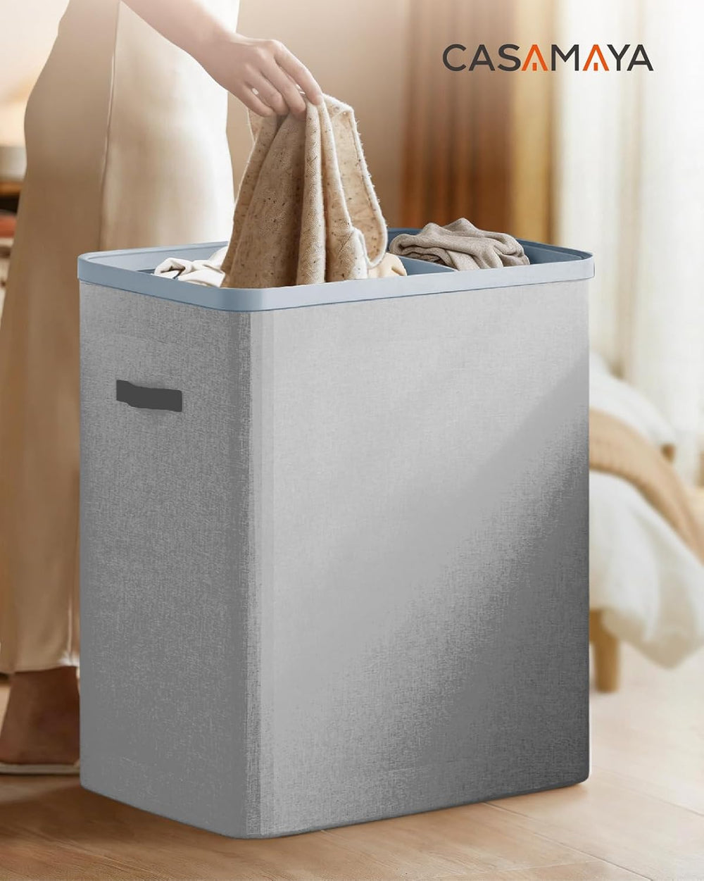 CASAMAYA Laundry Basket with Lid, Laundry Hamper 3 Section, 190L collapsible ...
