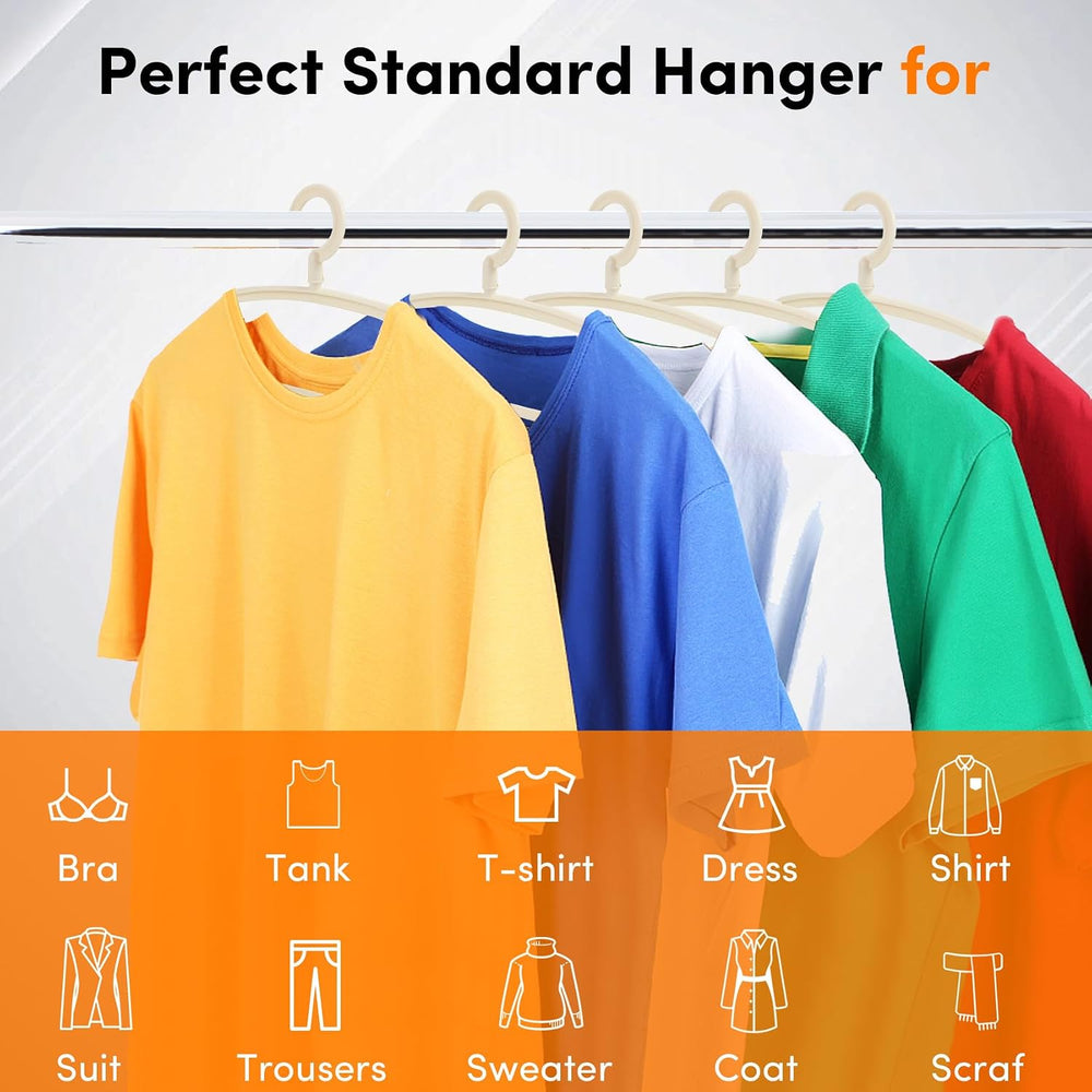 DEDU Plastic Clothes Hangers 20 Pack, Extra Thick Wide Shoulder Coat Hangers ...