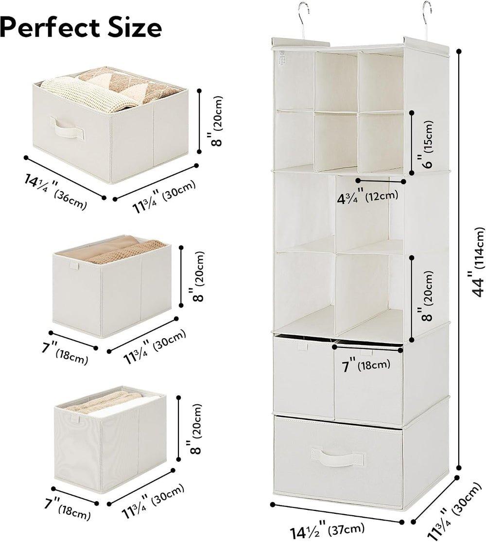 GRANNY SAYS Hanging Closet Organizer, 3 Drawers, 6 Shelves, Beige