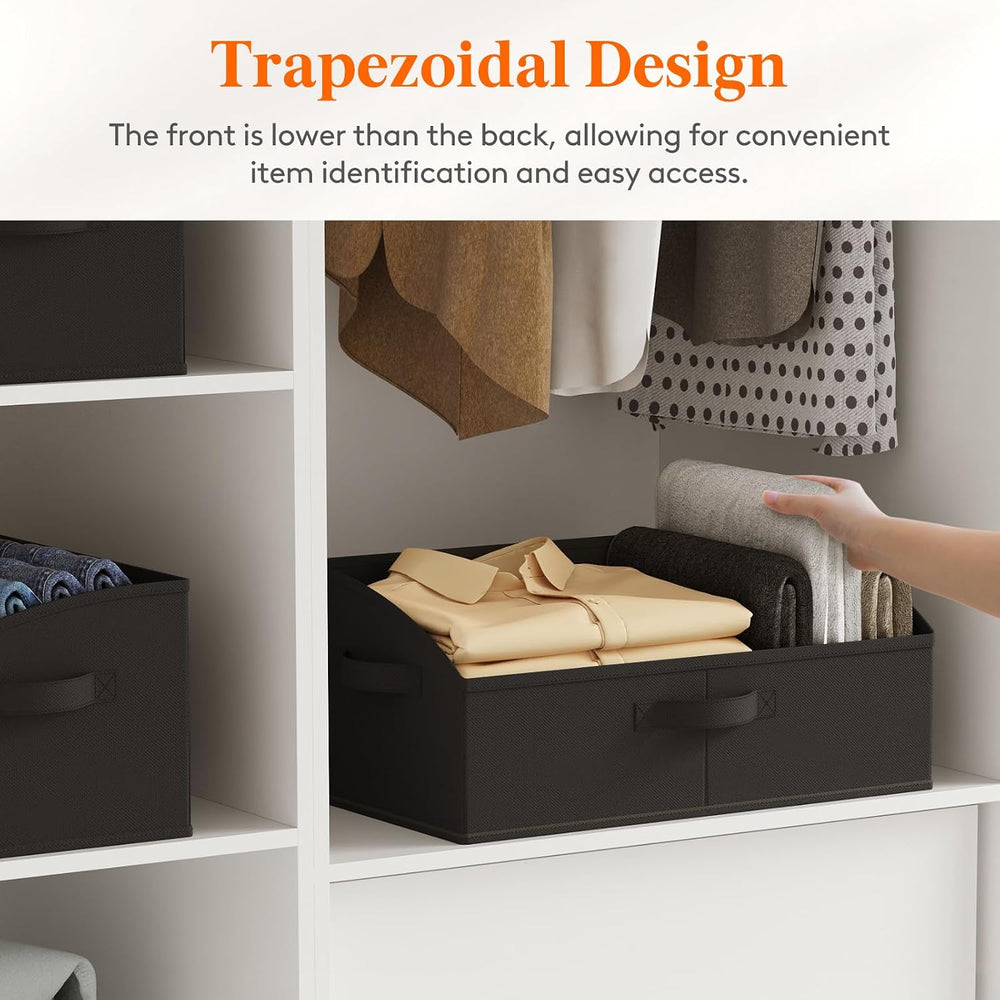 Lifewit Trapezoid Closet Storage Bin for Shelf, 6 Packs 23L, Black