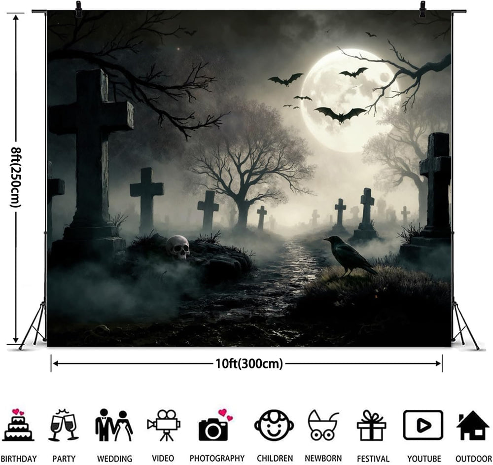 Halloween Backdrop for Photography 10x8ft Gothic Theme Party Decorations