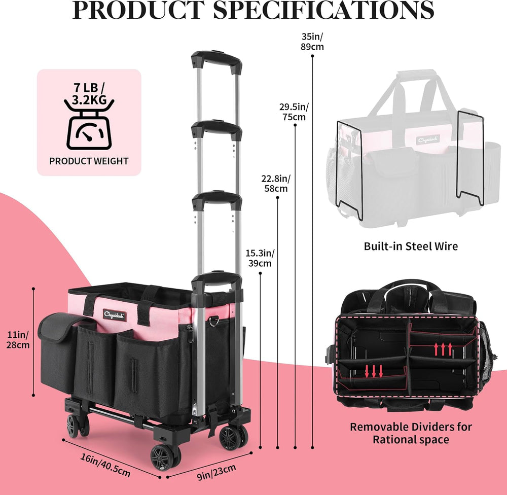 Chyaidach Rolling Cleaning Caddy, Cleaning Supplies Organizer with Trolley, W...
