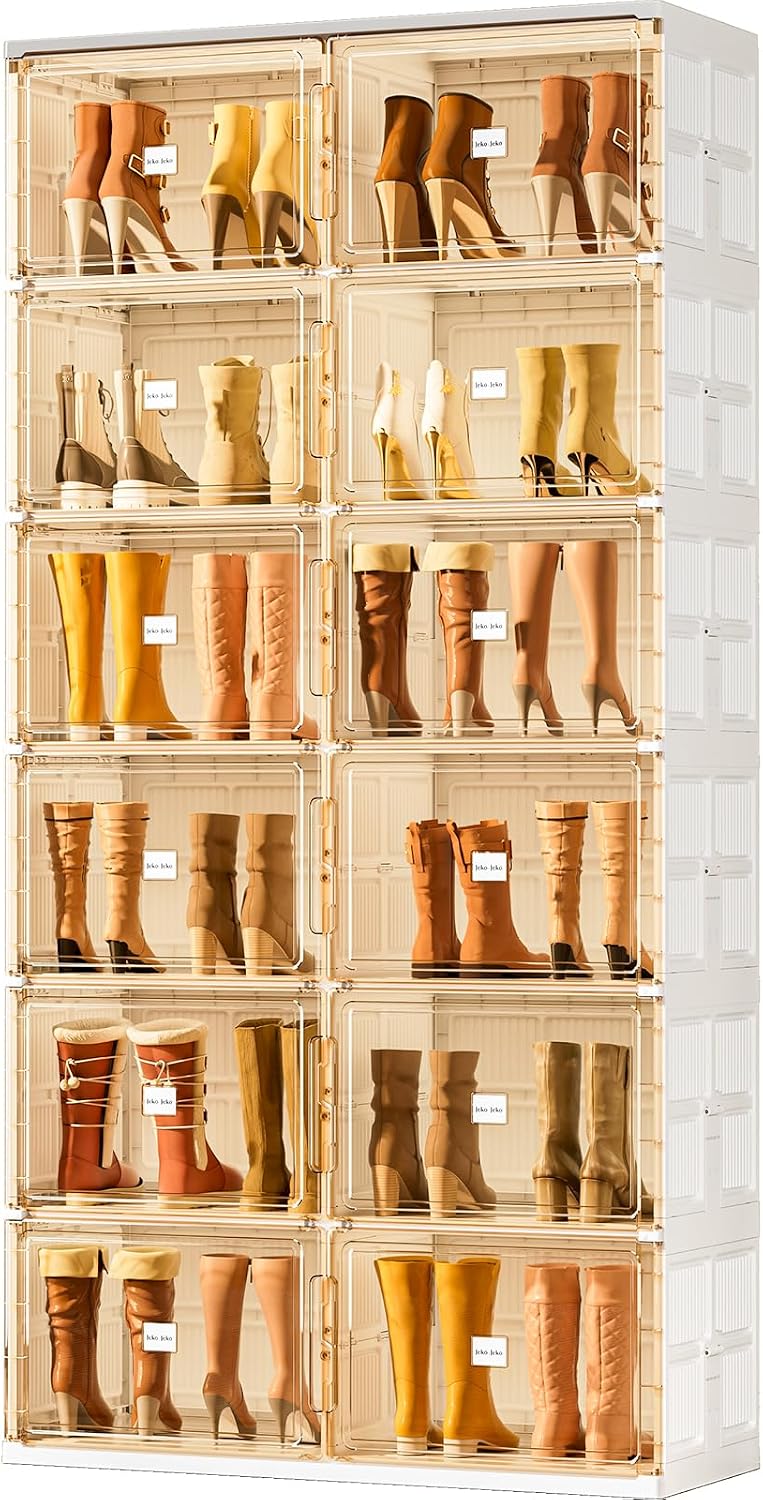 JEKO&JEKO Foldable Boot Storage Cabinet with Magnetic Doors,6-Tier Double...