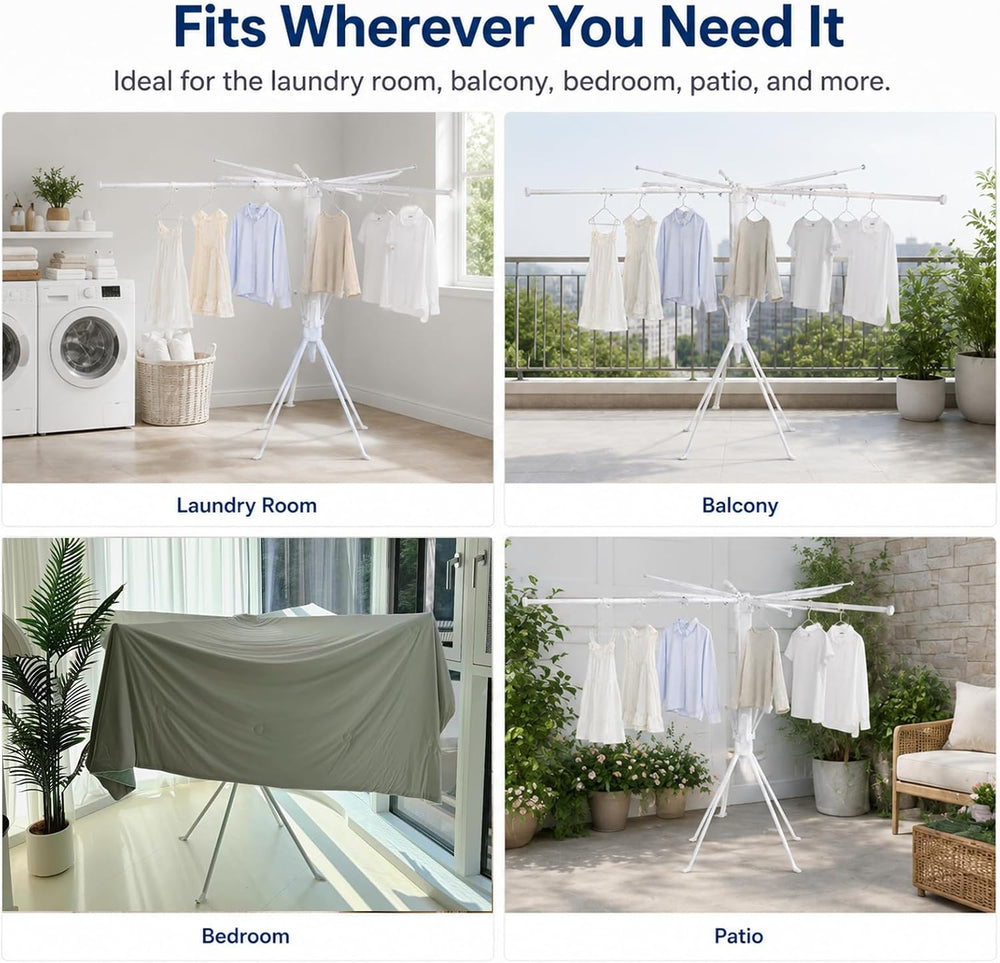 Clothes Drying Rack Foldable, 4-Legged Drying Rack Clothing Floor Standing