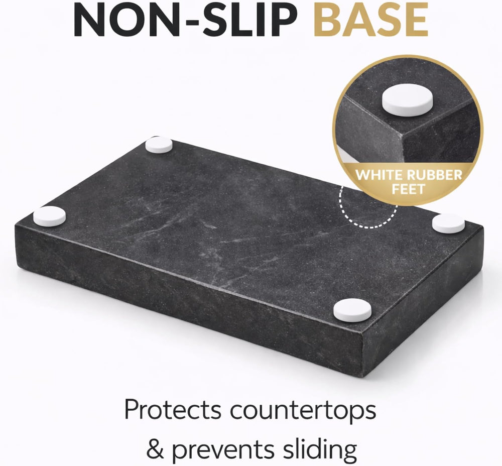 Natural Marble Tray, Black, 10" x 6", Rectangular