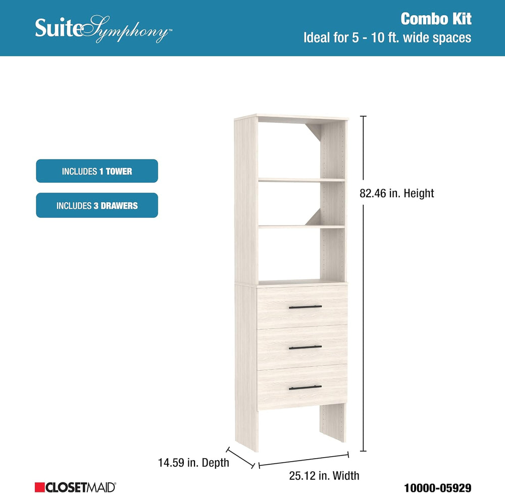 ClosetMaid SuiteSymphony 25-Inch Closet System Tower with (3) Drawers, and (2...