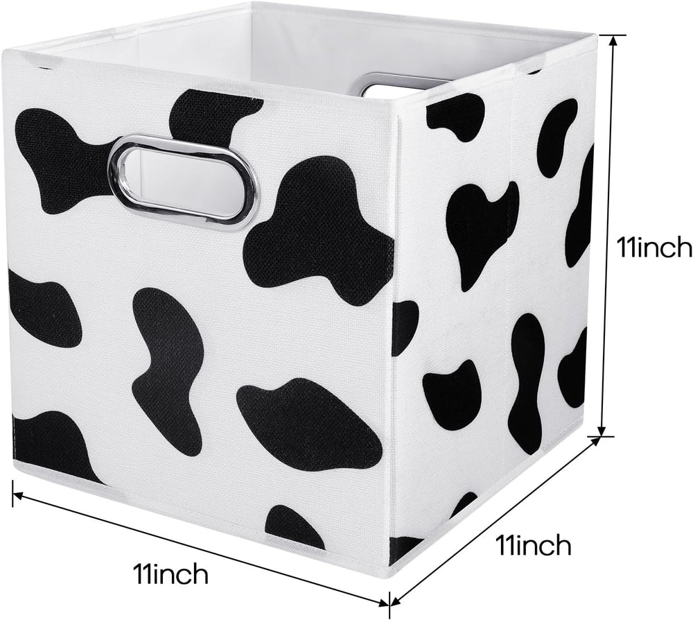 ANMINY Cow Print Cube Storage Bins with Handles, Washable, Collapsible | Cott...