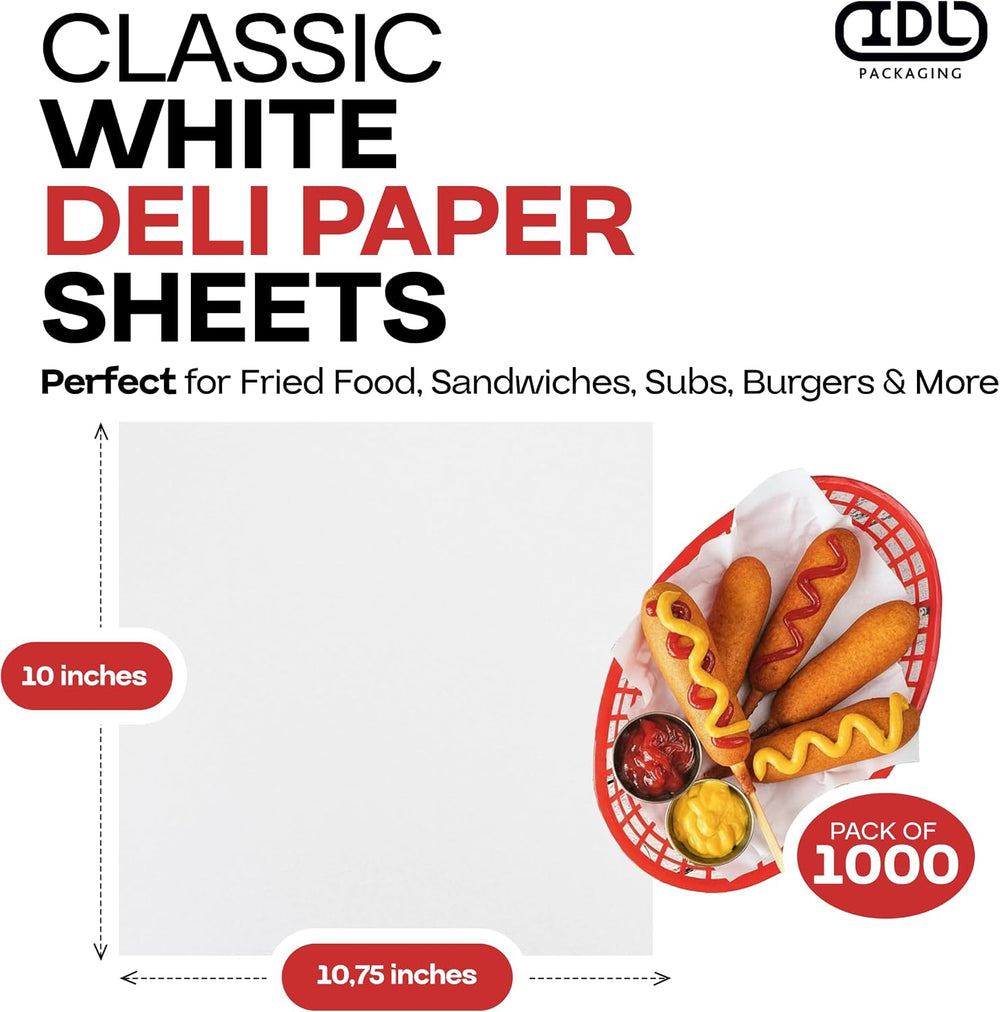 IDL Packaging White Deli Paper Sheets, 10" x 10.75" (2x500 pcs.) - ...