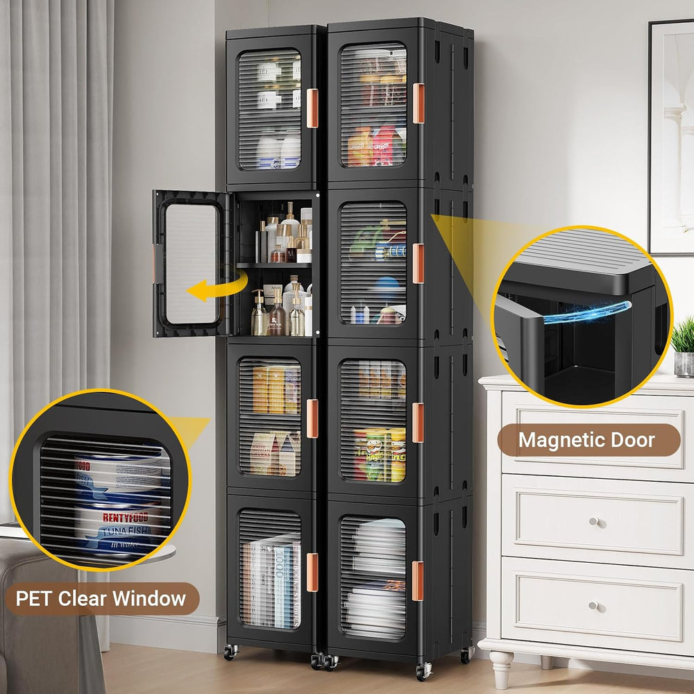 BROVIEW 3-Tier Tall Narrow Storage Cabinet Organizer, Slim Bathroom Cabinets ...