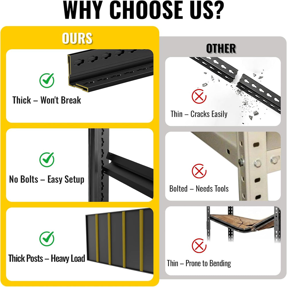 5-Tier Heavy Duty Garage Shelving, 5000LBS Capacity Boltless Rack, 72" H...