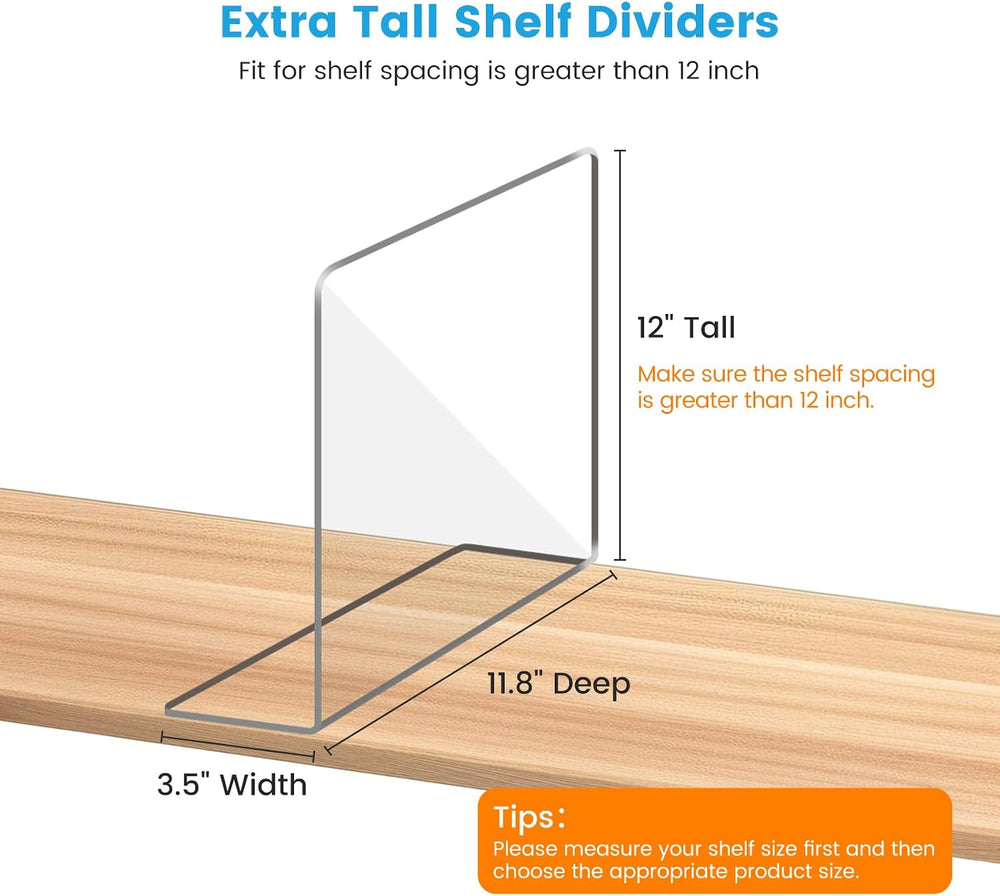 OKPOW Shelf Dividers Closet Organizer - 12" Tall X 11.8" Deep Acryl...