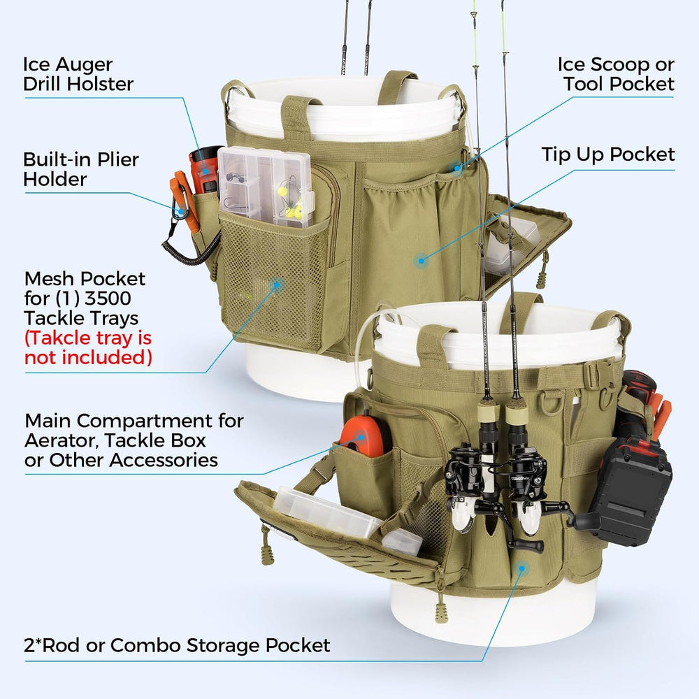 KastKing Karryall Fishing Bucket Organizer for 5 Gallon Bucket, Fishing Bag